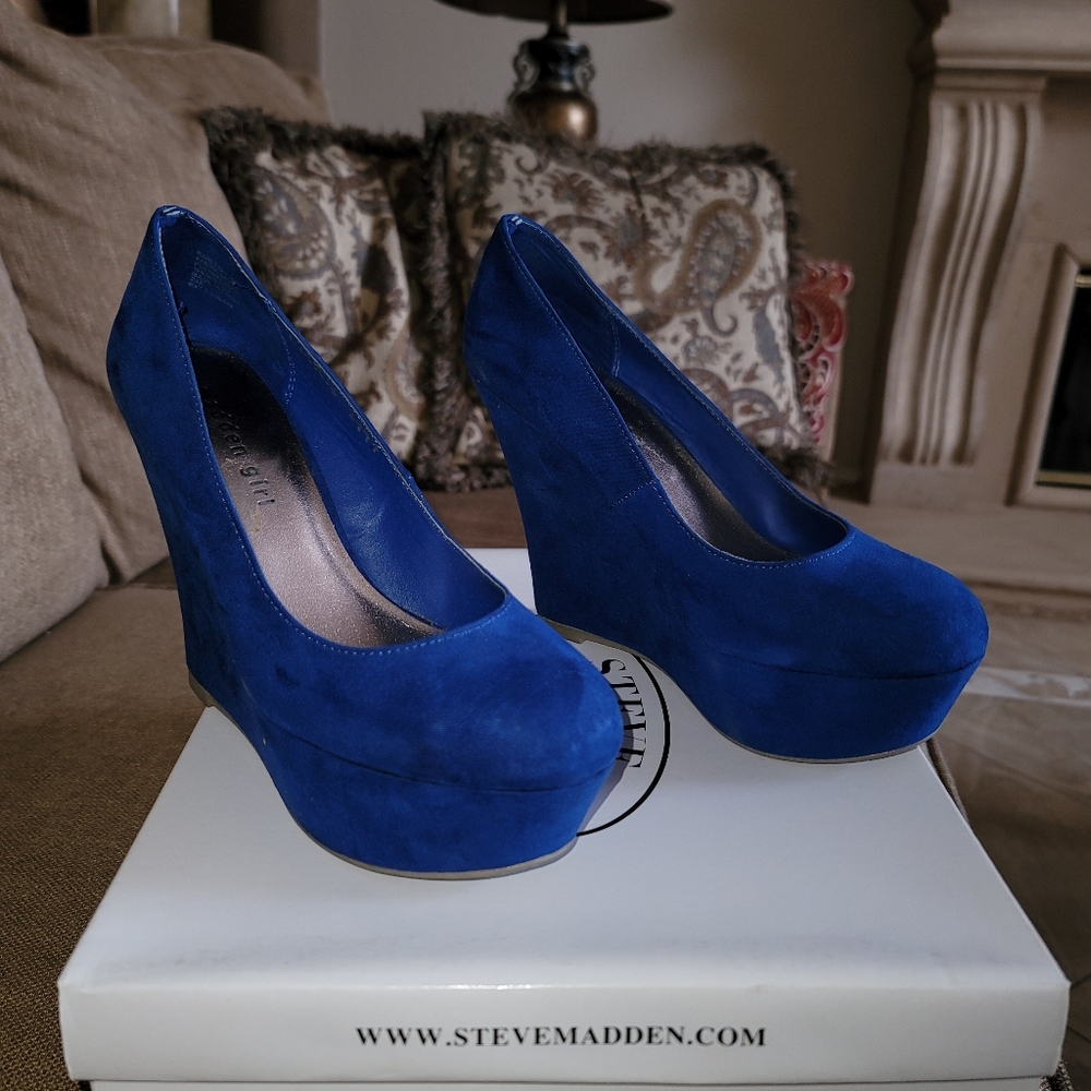 Madden Girl Blue Suede Wedge